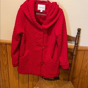 Coldwater Creek Red Quilted Hooded Coat